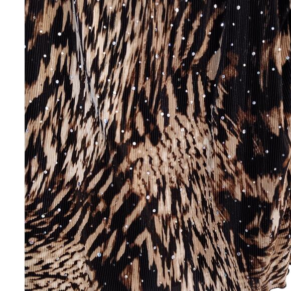 VINTAGE Y2K 90s Blouse Top Beaded Accordion Pleat M/L Animal Whimsigoth Babydoll - Picture 8 of 11